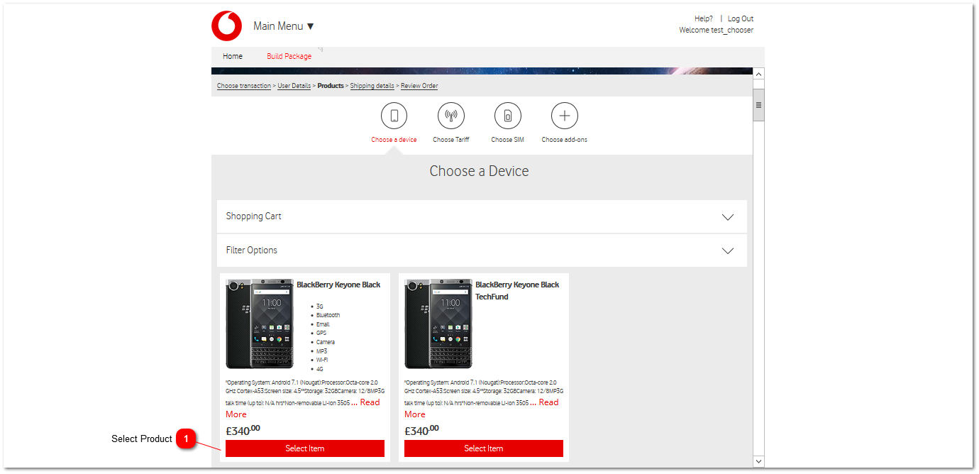 Products - Device Selection