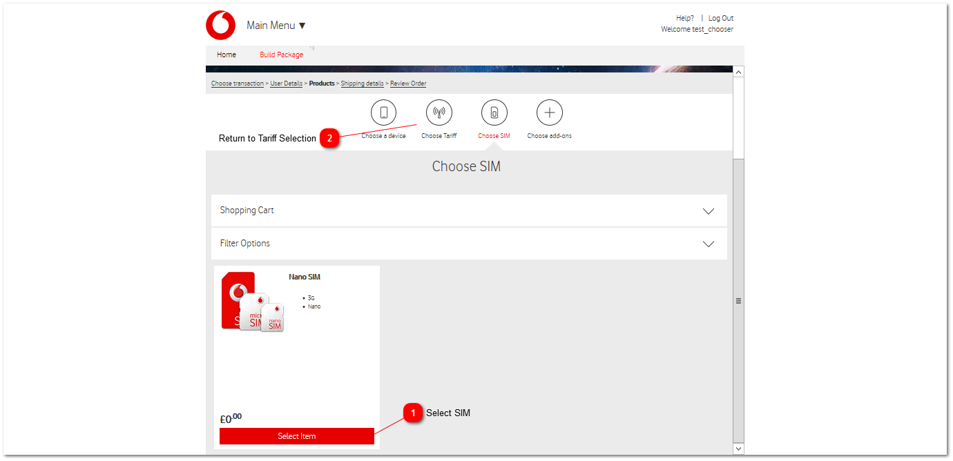 Products - SIM Selection