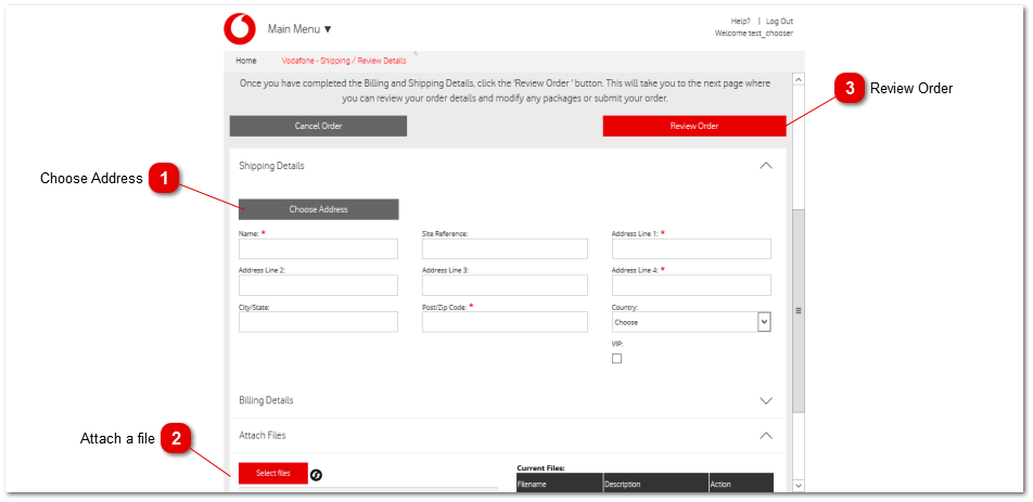 Review Order -  Billing and Shipping Details