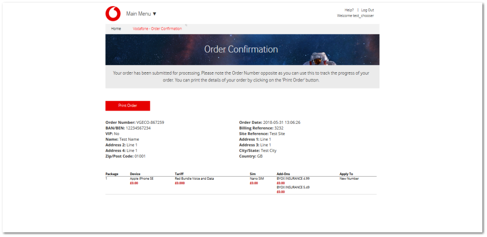 Order Confirmation