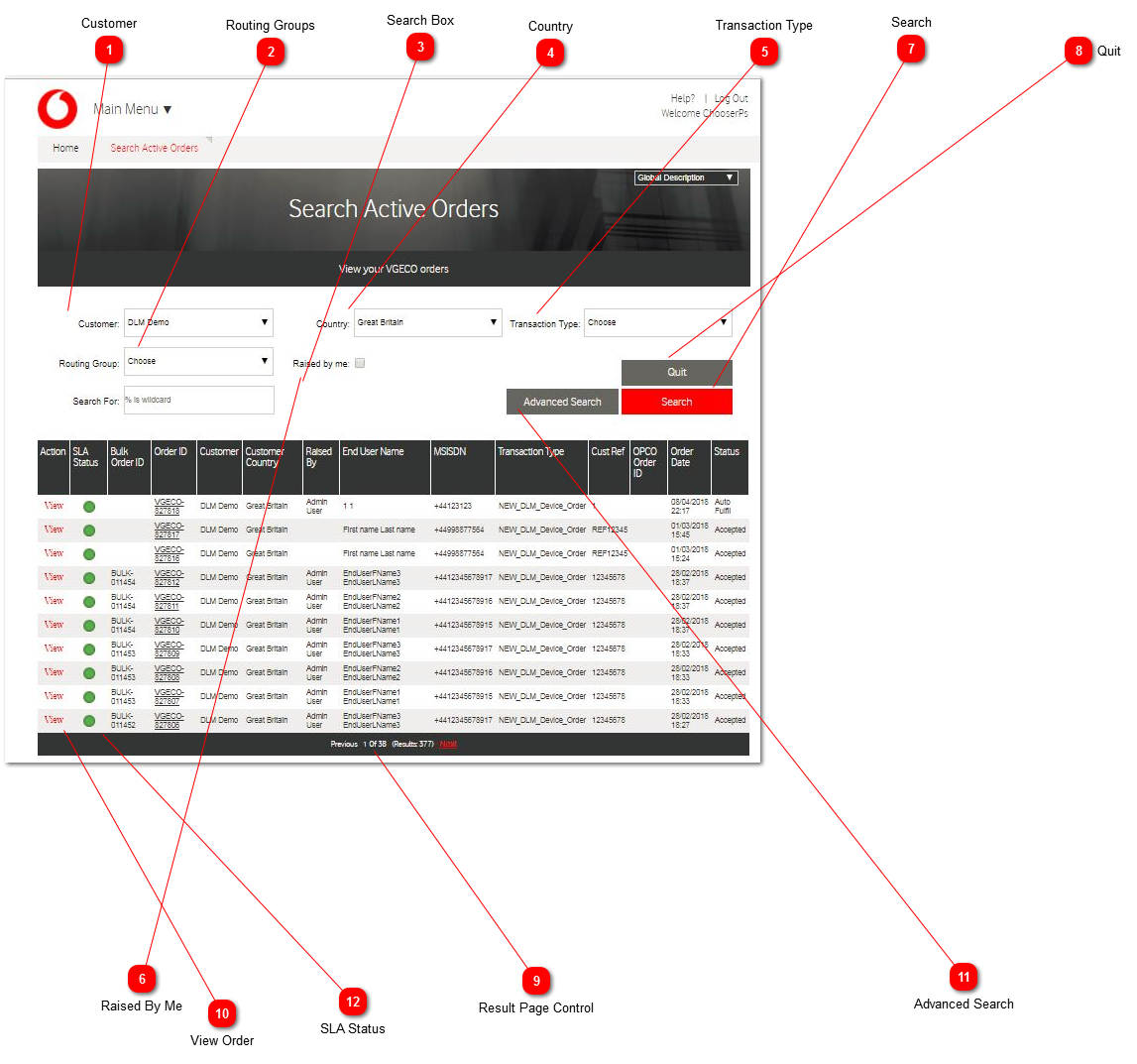 Search All Active Orders