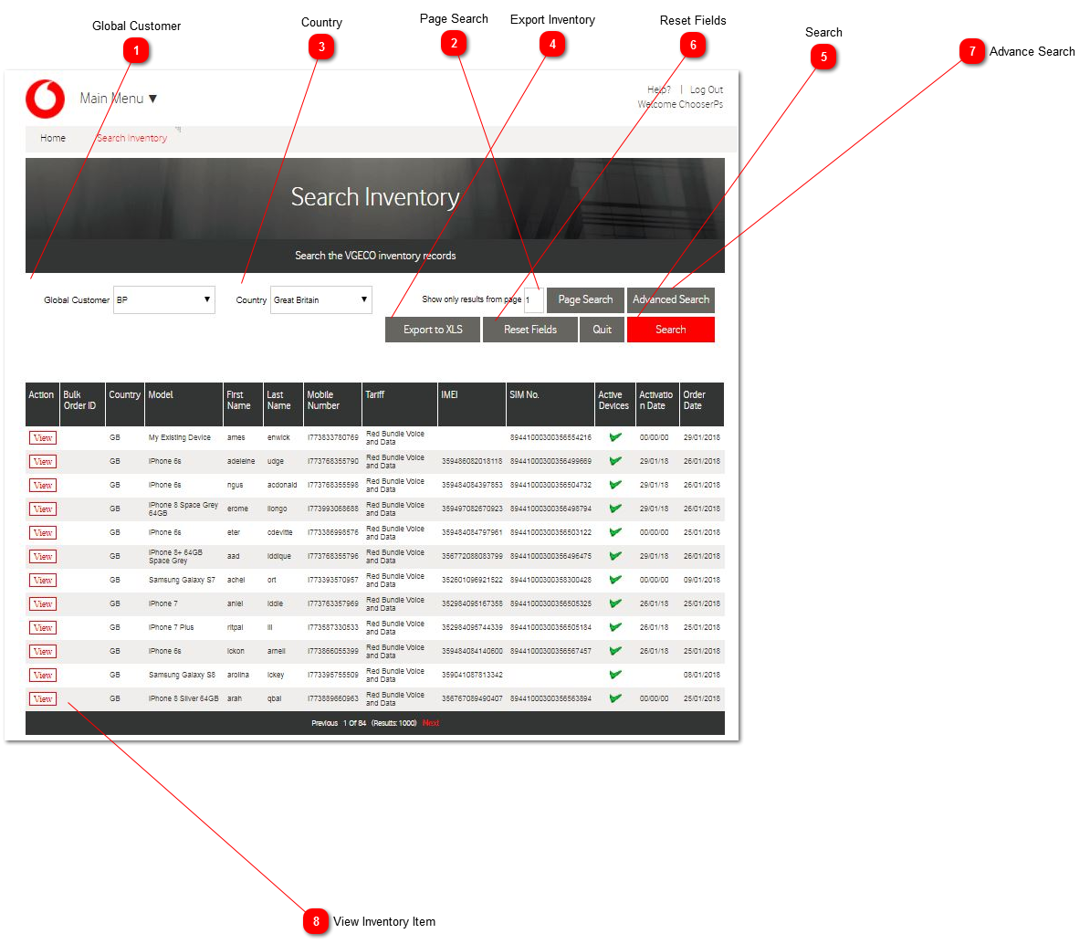 Search / Export Inventory