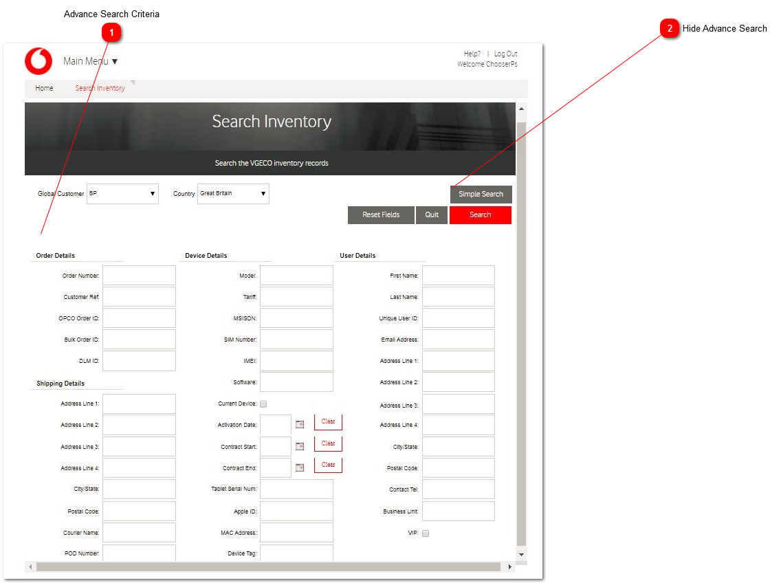 Search Inventory - Advanced Search