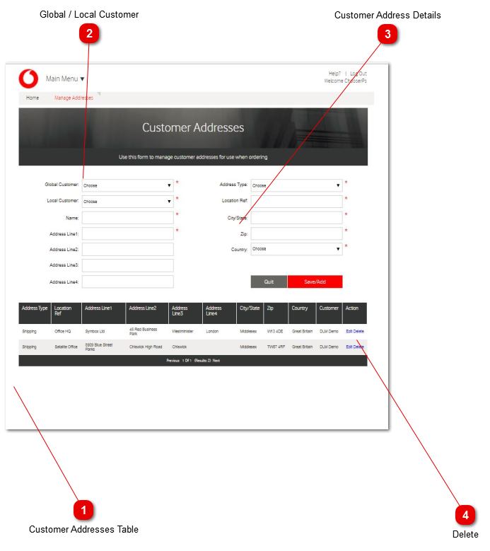 Add / Edit / Delete Customer Addresses